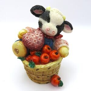 Mary's Moo Moos, I Love You A Bushel and A Peck Cow Figurine #104264 Enesco 1994
